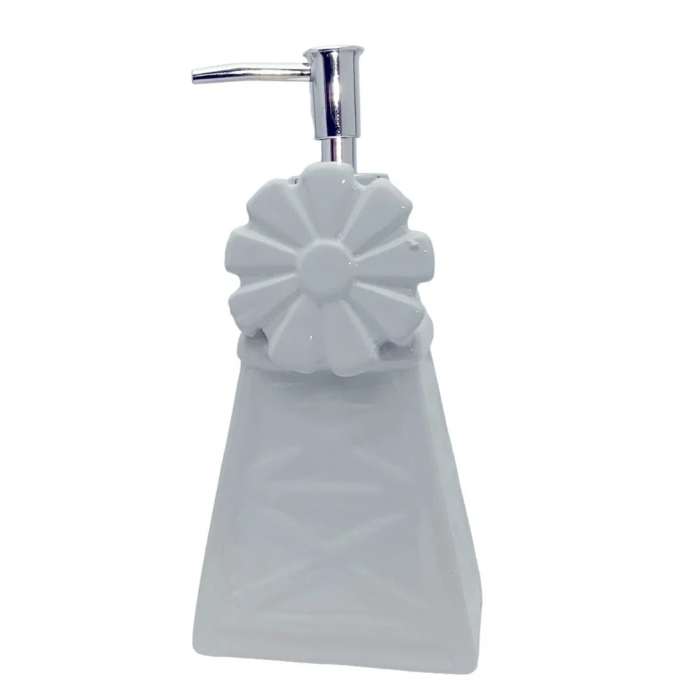 Farmhouse Windmill Soap Dispenser Lotion Pump Dispenser Ceramic White Silver